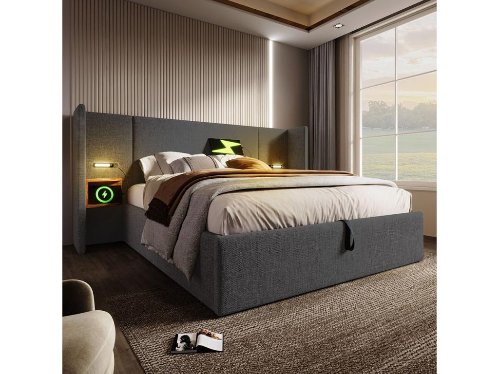 Letto grigio, 160 x 200 cm