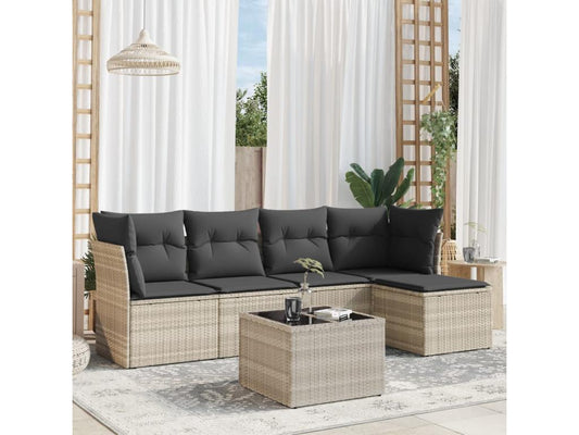 Set di mobili da esterno in vimini intrecciato in resina grigia