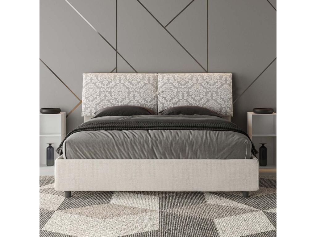 Letto in tessuto bianco, 160 x 190 cm