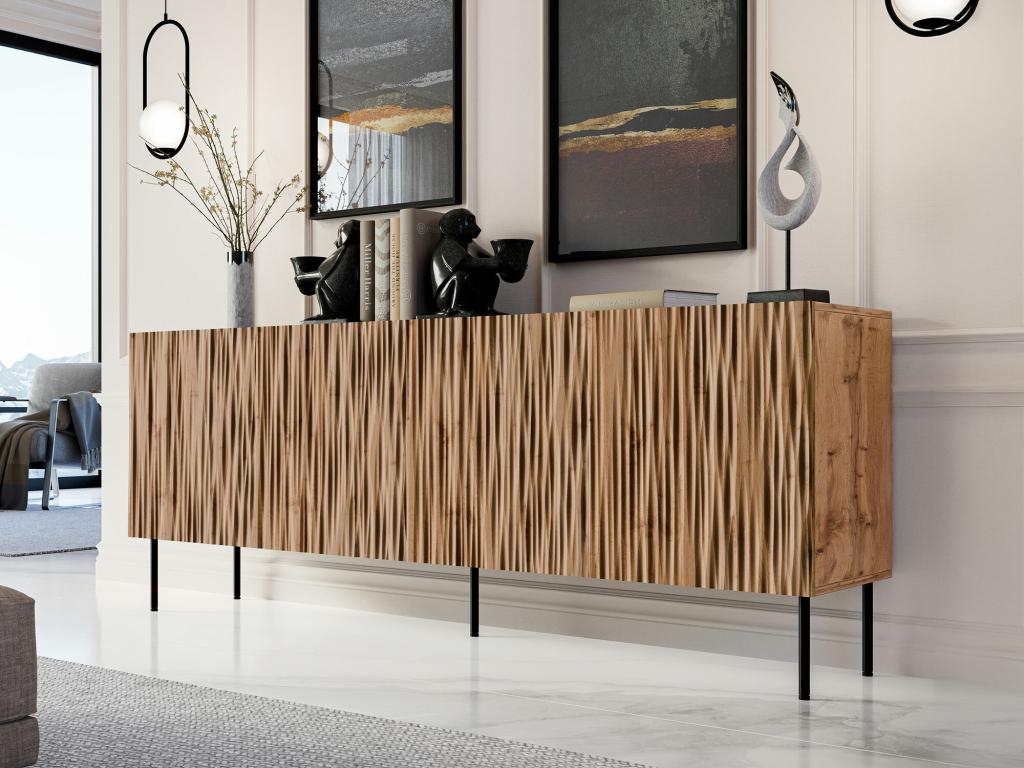 Credenza in legno di rovere marrone, 75 x 190 cm