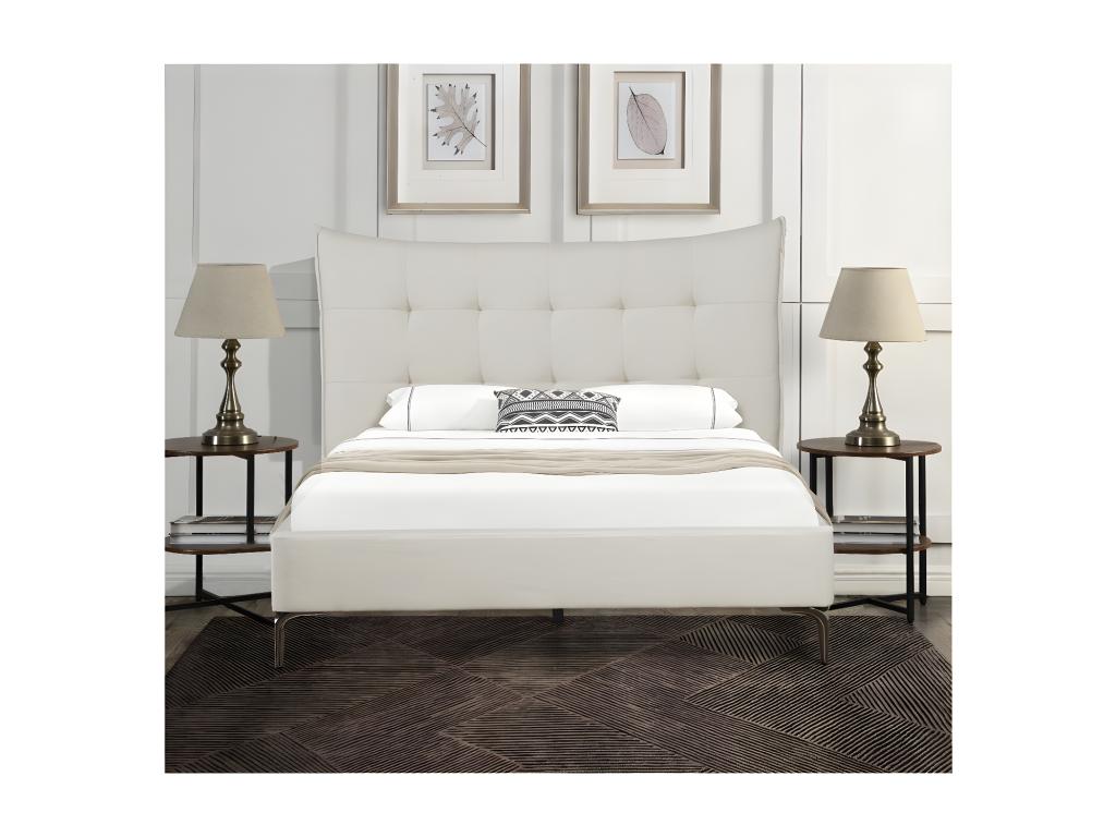 Letto in tessuto beige, 140 x 190 cm