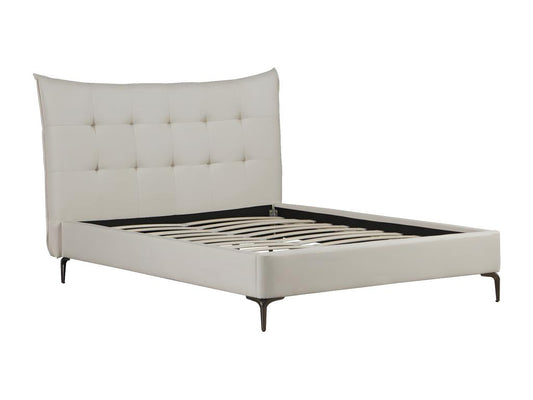 Letto in tessuto beige, 140 x 190 cm