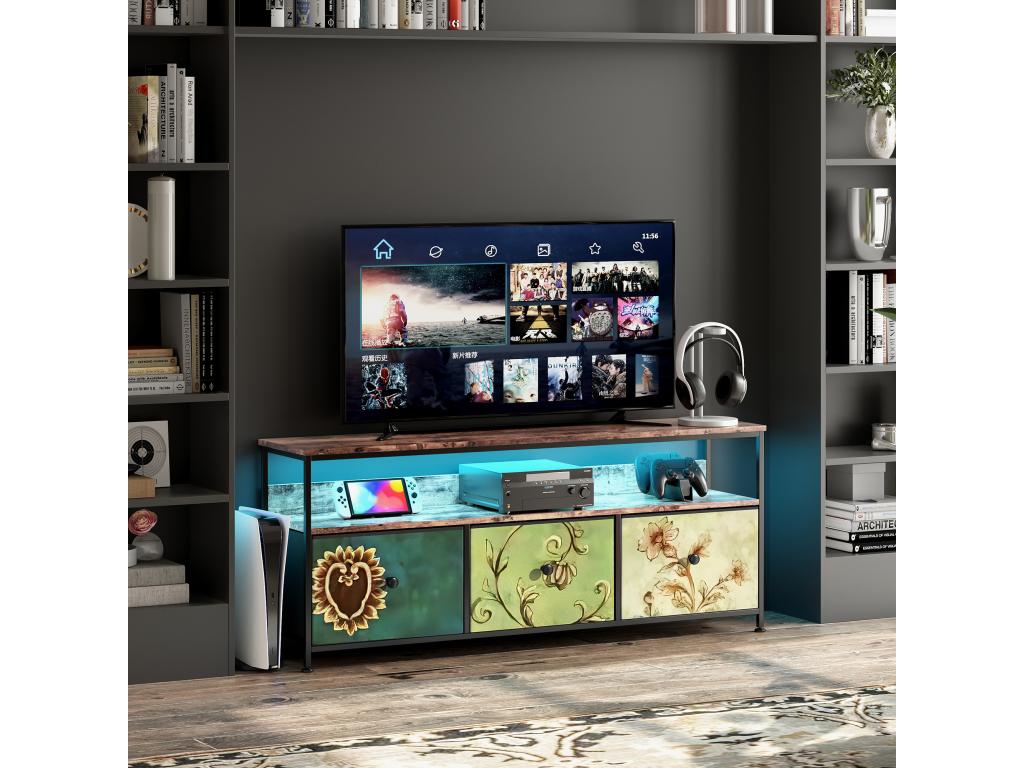 Mobile TV in pelle nera, 108 x 30 x 78 cm