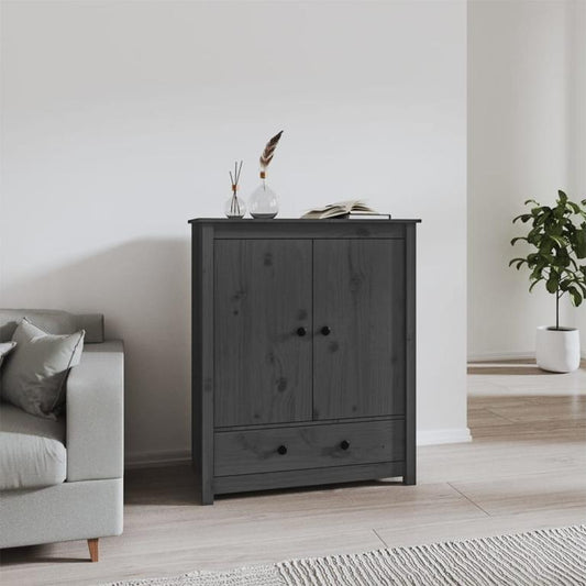 Credenza in legno massello grigio, 83 x 41,5 x 100 cm