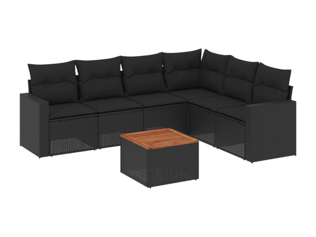 Set di mobili da esterno in vimini intrecciato in resina nera