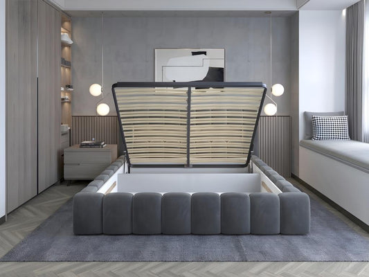 Letto in velluto marrone, 180 x 200 cm