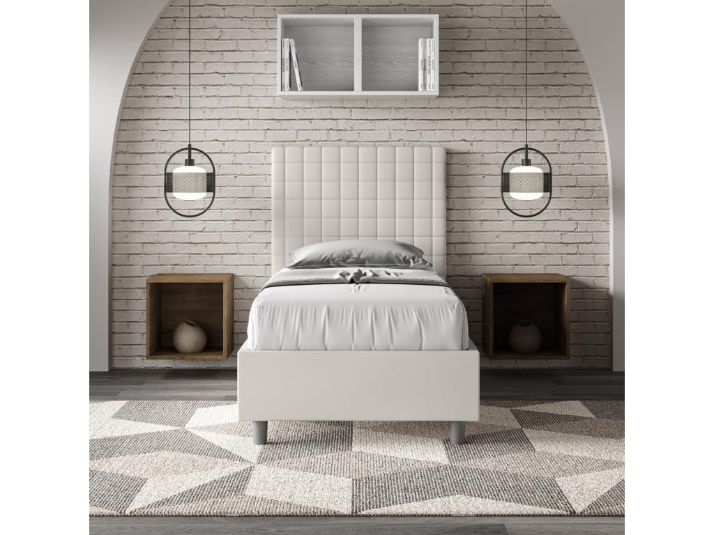 Letto in pelle bianca, 80 x 190 cm