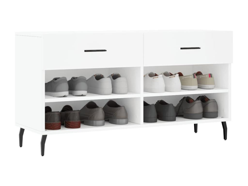 Panca in legno ingegnerizzato bianco, 102 x 35 x 55 cm