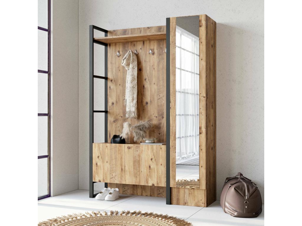 Mobili per la casa in legno di quercia beige, 126 x 34 cm