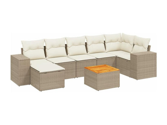 Set di mobili da esterno in vimini intrecciato in resina beige