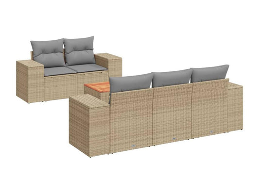 Set di mobili da esterno in vimini intrecciato in resina beige