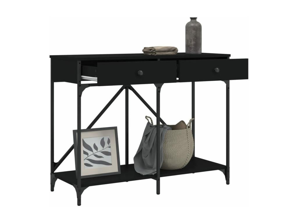 Tavolo in legno ingegnerizzato nero, 100 x 39 x 78,5 cm