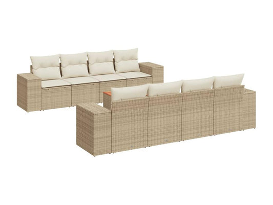Set di mobili da esterno in vimini intrecciato in resina beige