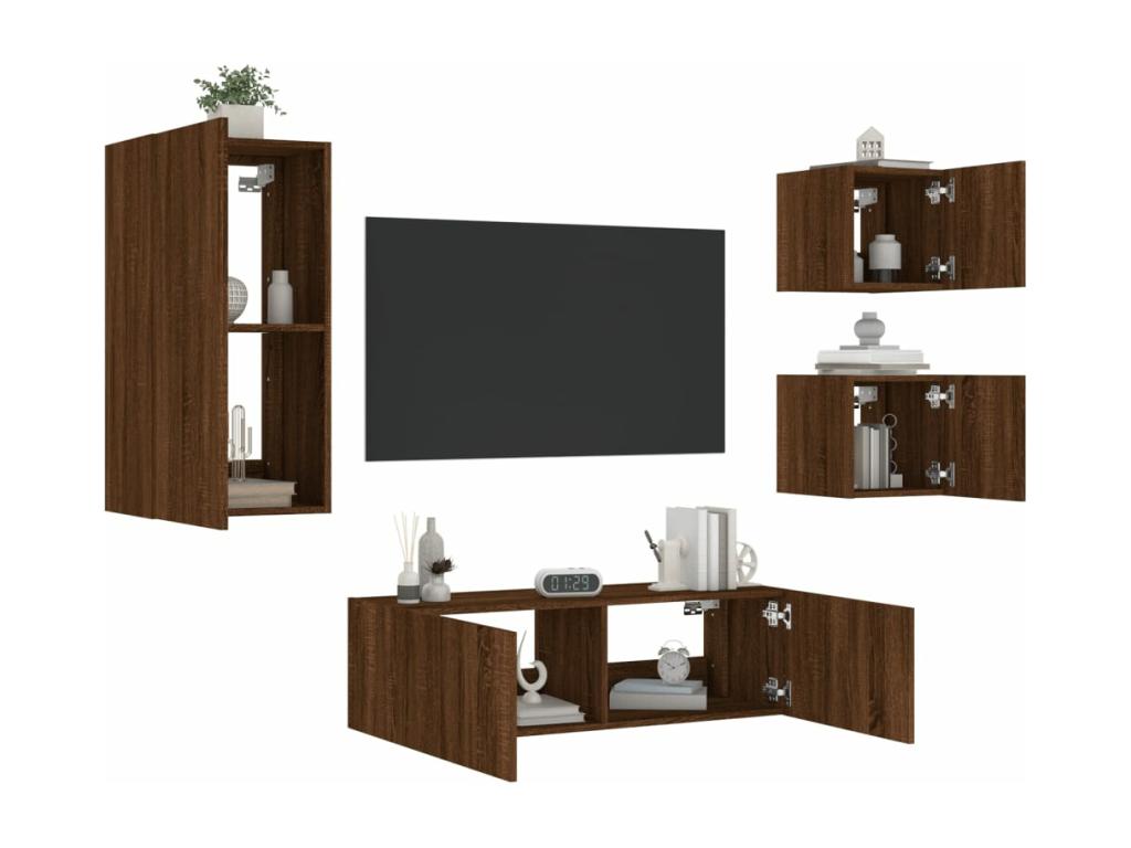 Mobile TV in legno di quercia marrone