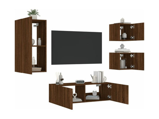 Mobile TV in legno di quercia marrone