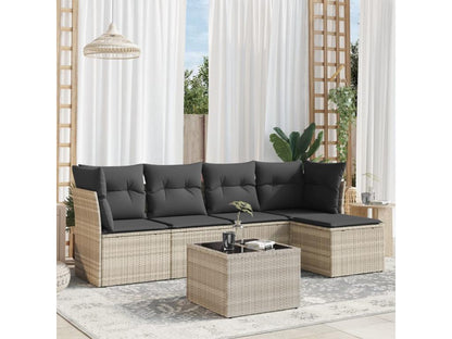 Set di mobili da esterno in vimini intrecciato in resina grigia