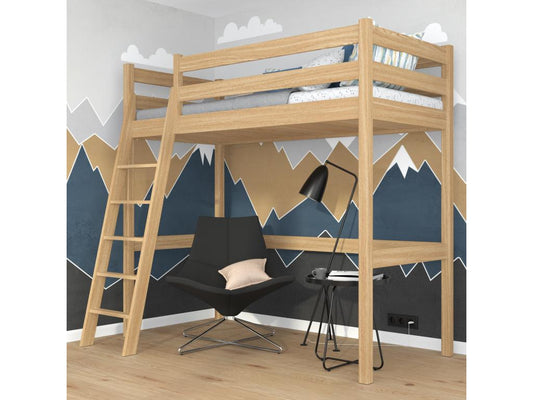 Letto in legno di rovere marrone, 90 x 190 cm