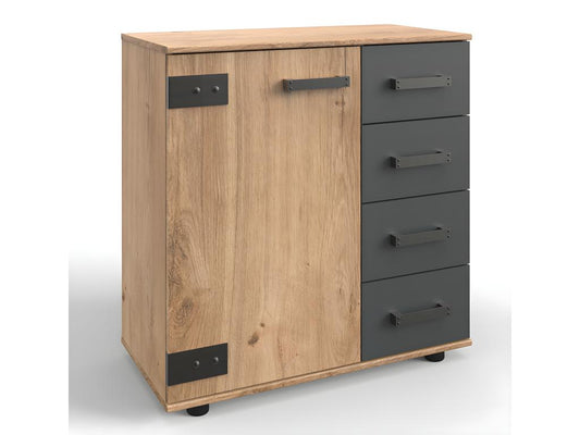 Cassettiera in legno di rovere naturale