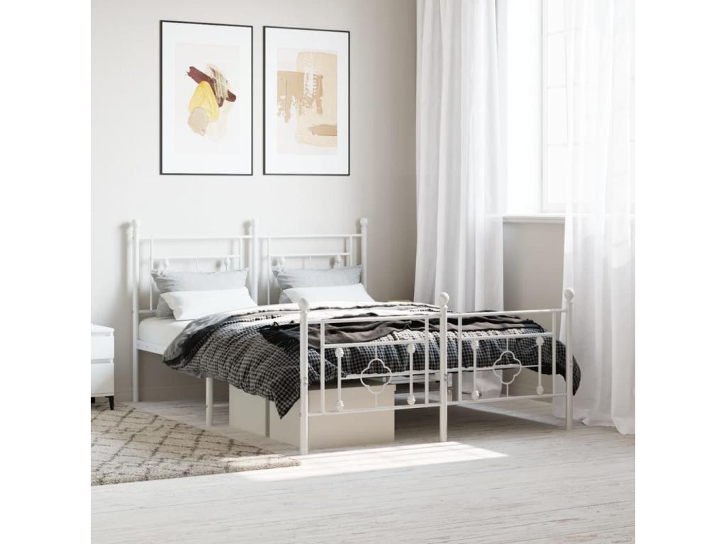 Struttura letto in metallo bianco, 135 x 190 cm