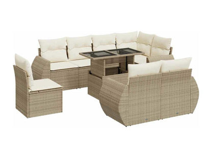 Set di mobili da esterno in vimini intrecciato in resina beige
