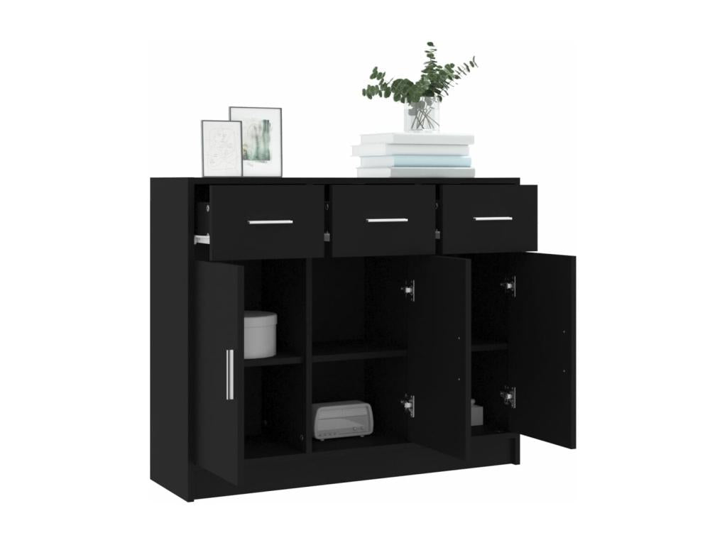 Credenza in legno ingegnerizzato nero, 91 x 28 x 75 cm