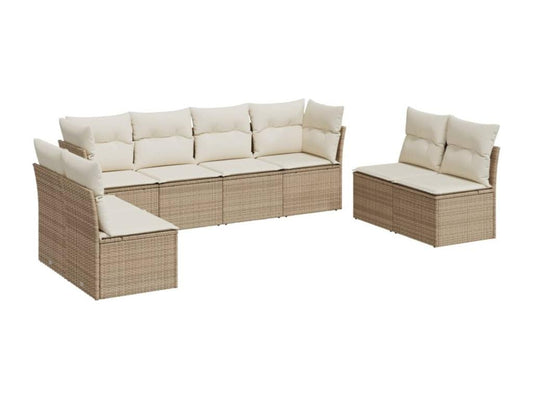 Set di mobili da esterno in vimini intrecciato in resina beige