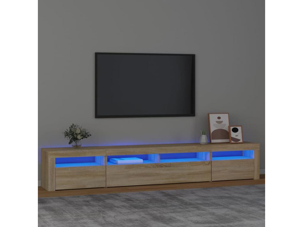 Mobile TV in legno di rovere marrone, 240 x 35 x 40 cm