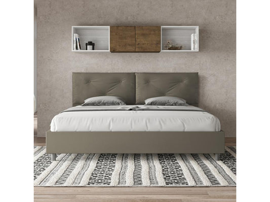 Letto in similpelle marrone, 200 x 210 cm