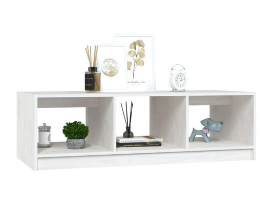 Tavolino da caffè in legno di pino bianco, 110 x 50 x 34 cm