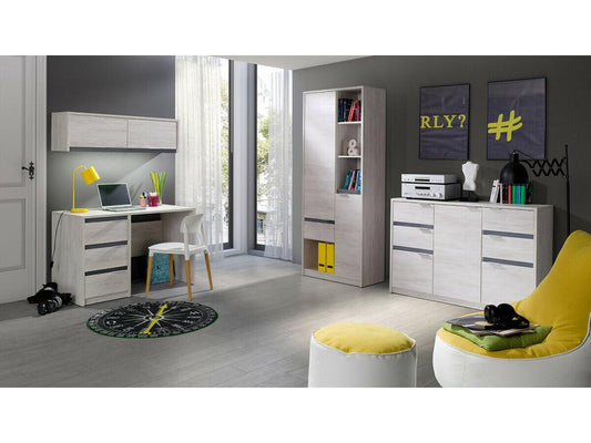 Cassettiera in legno di rovere marrone, 90 x 135 cm