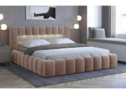 Letto in velluto marrone, 180 x 200 cm