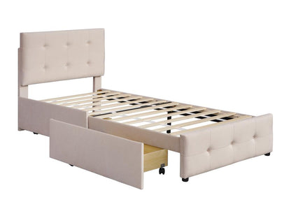 Letto in velluto beige, 90 x 200 cm