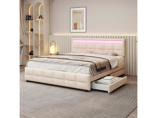 Letto in velluto beige, 180 x 200 cm