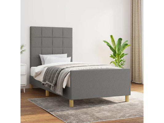 Struttura letto in tessuto grigio, 90 x 200 cm