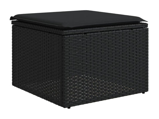 Set di mobili da esterno in vimini intrecciato in resina nera