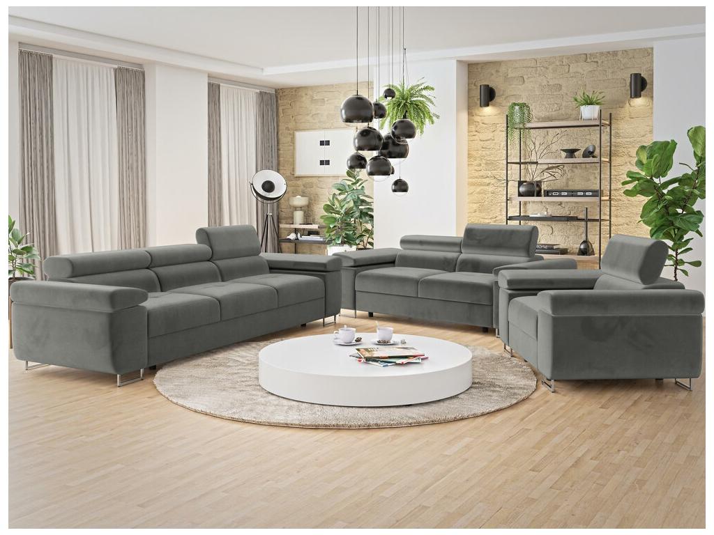 Poltrona in metallo grigio, 70 x 134 x 102 cm