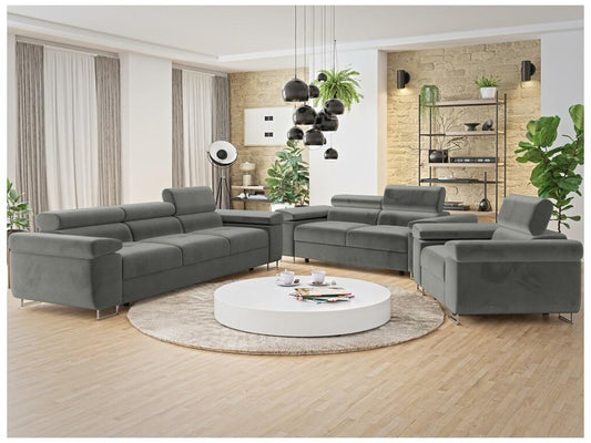 Poltrona in metallo grigio, 70 x 134 x 102 cm