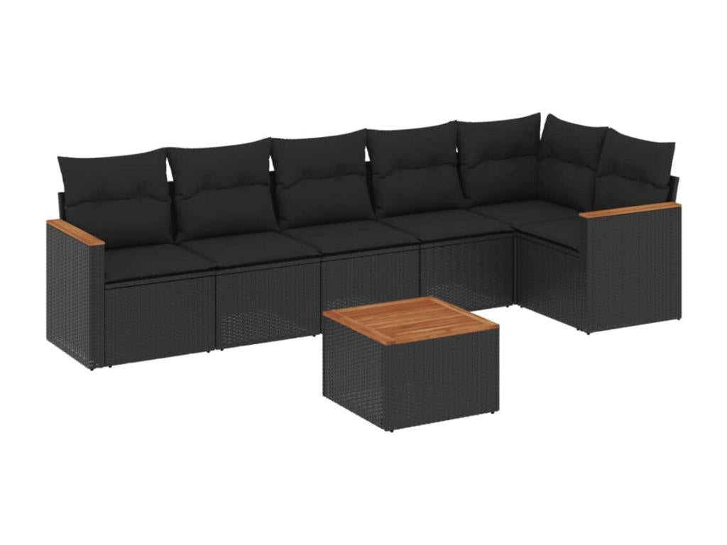 Set di mobili da esterno in vimini intrecciato in resina nera