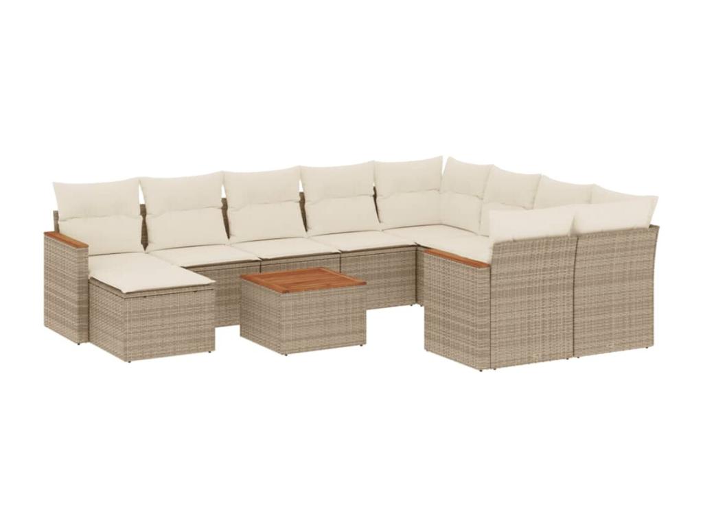 Set di mobili da esterno in vimini intrecciato in resina beige