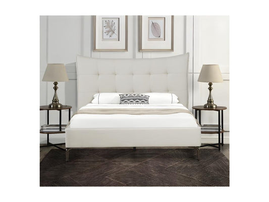 Letto in tessuto beige, 140 x 190 cm